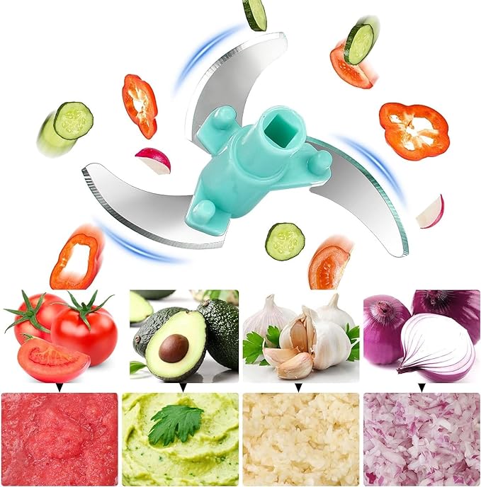 Manual Vegetable Chopper for Kitchen – 3 Blade Onion Cutter &amp; Food Chopper | Quick Chop in Seconds (500ml)