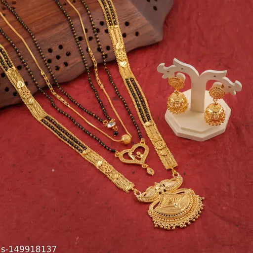 'Suhag' Celebration 'Mangalsutra' Combo Pack With Earring (Pack of 5)