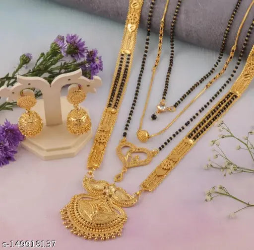 'Suhag' Celebration 'Mangalsutra' Combo Pack With Earring (Pack of 5)