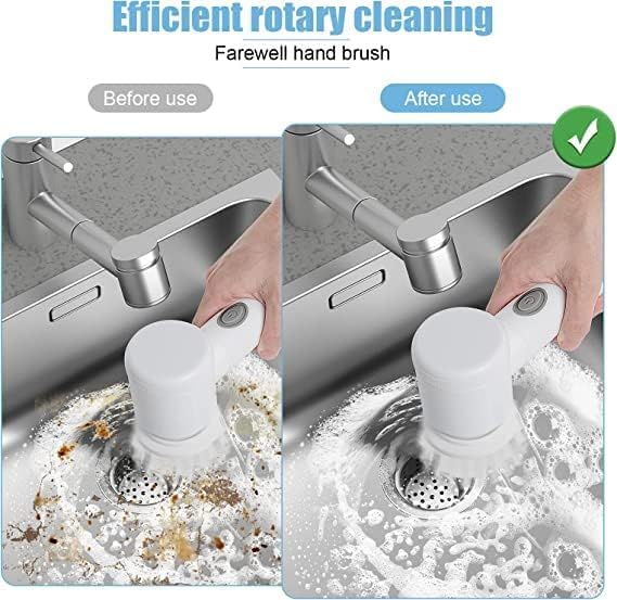 Electric Cleaning Brush (Cordless) – Rotary Scrubber with 3 Brush Heads for Bathroom, Kitchen & Floor Cleaning