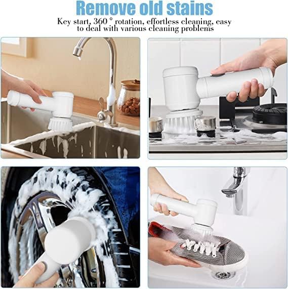 Electric Cleaning Brush (Cordless) – Rotary Scrubber with 3 Brush Heads for Bathroom, Kitchen & Floor Cleaning