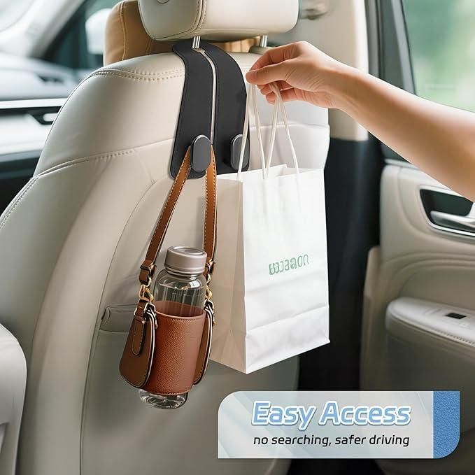 Premium Leather Car Metal Hooks (Pack of 2)