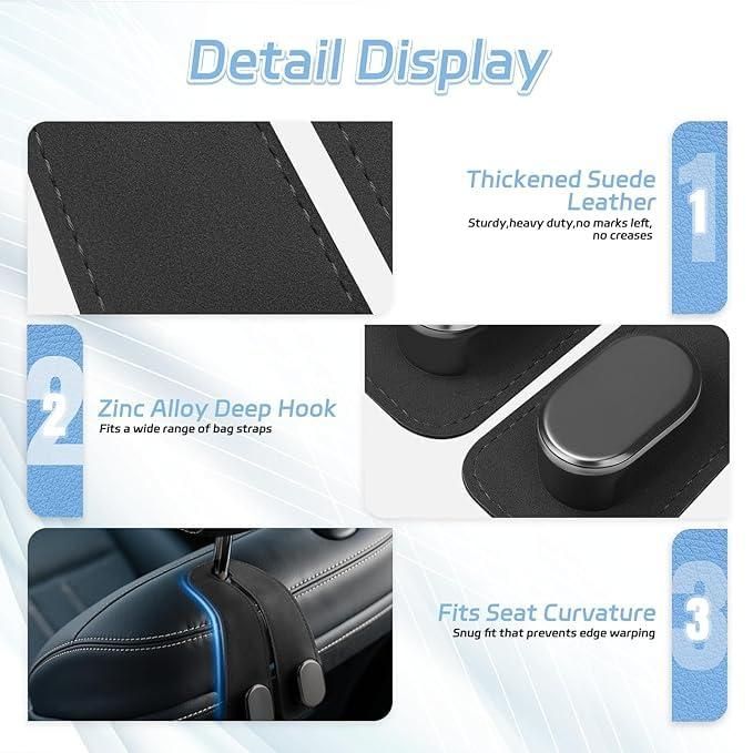 Premium Leather Car Metal Hooks (Pack of 2)