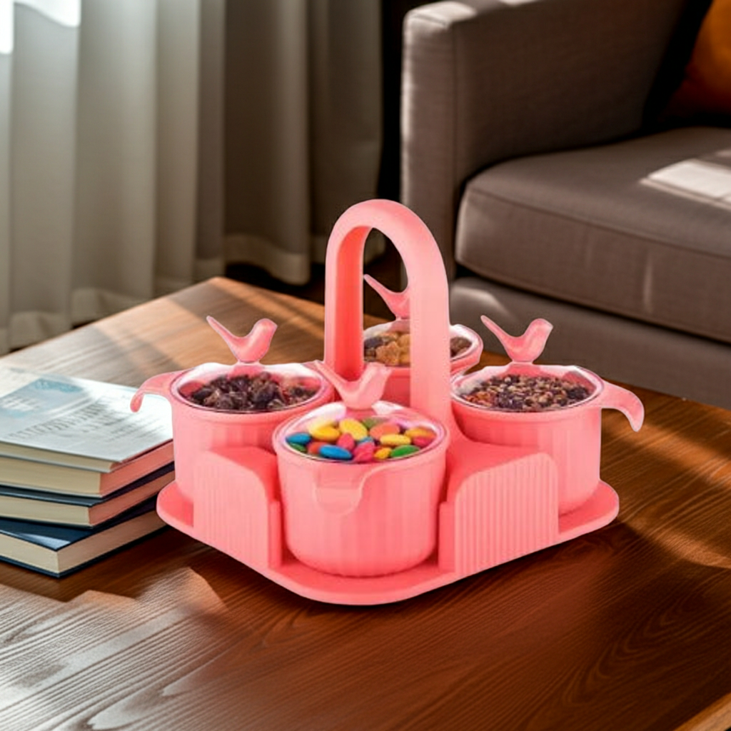 Multipurpose 4 Jar Airtight Storage Container Set - with Lid Airtight Jar for Serving Sweets, Chips, Cookies And Other Snacks, Dry Fruit Storage Box (Peach)