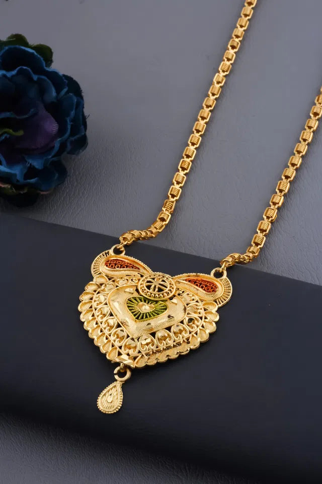Traditional Gold plated Ki Mala Design With Chain Ladi Long Mangalsutra
