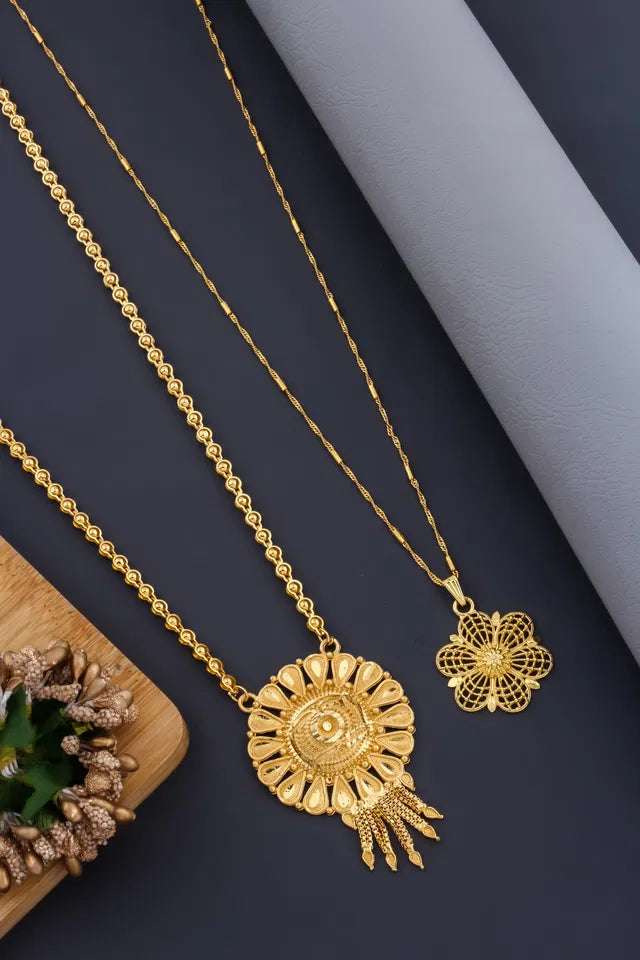 Mangalsutra Ki Mala Design With Moti Chain Ladi Long and short Combo Set [ BUY 1 GET 1 FREE ]
